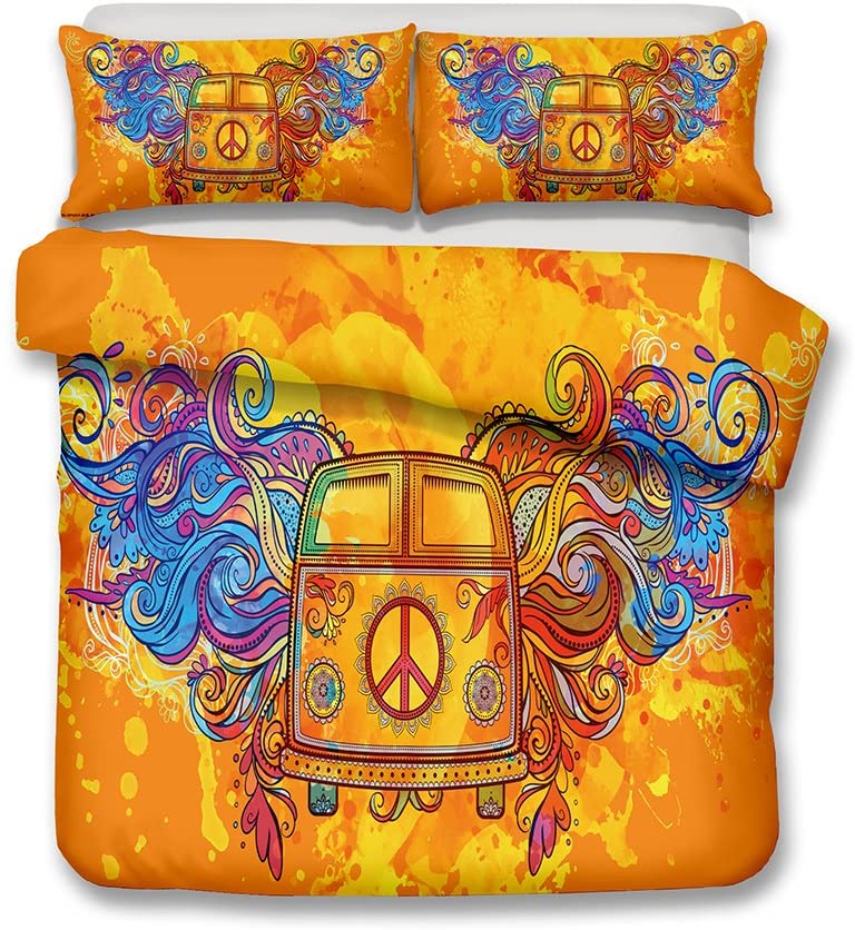 Price:$49.90 The Philosophy of subculture Hippies Style Bedding Set Print Duvet Cover Set Lifelike Bed Sheet Without Any Filling (5, Queen) : Home & Kitchen