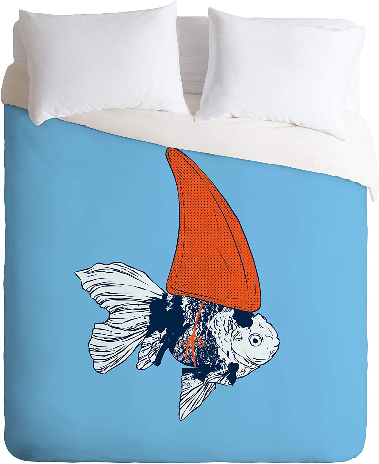 Price:$149.00 61716-dvwseq Evgenia Chuvardina Big Fish in A Small Pond Duvet Set with Pillowcase(s), Queen/Full, Blue : Home & Kitchen