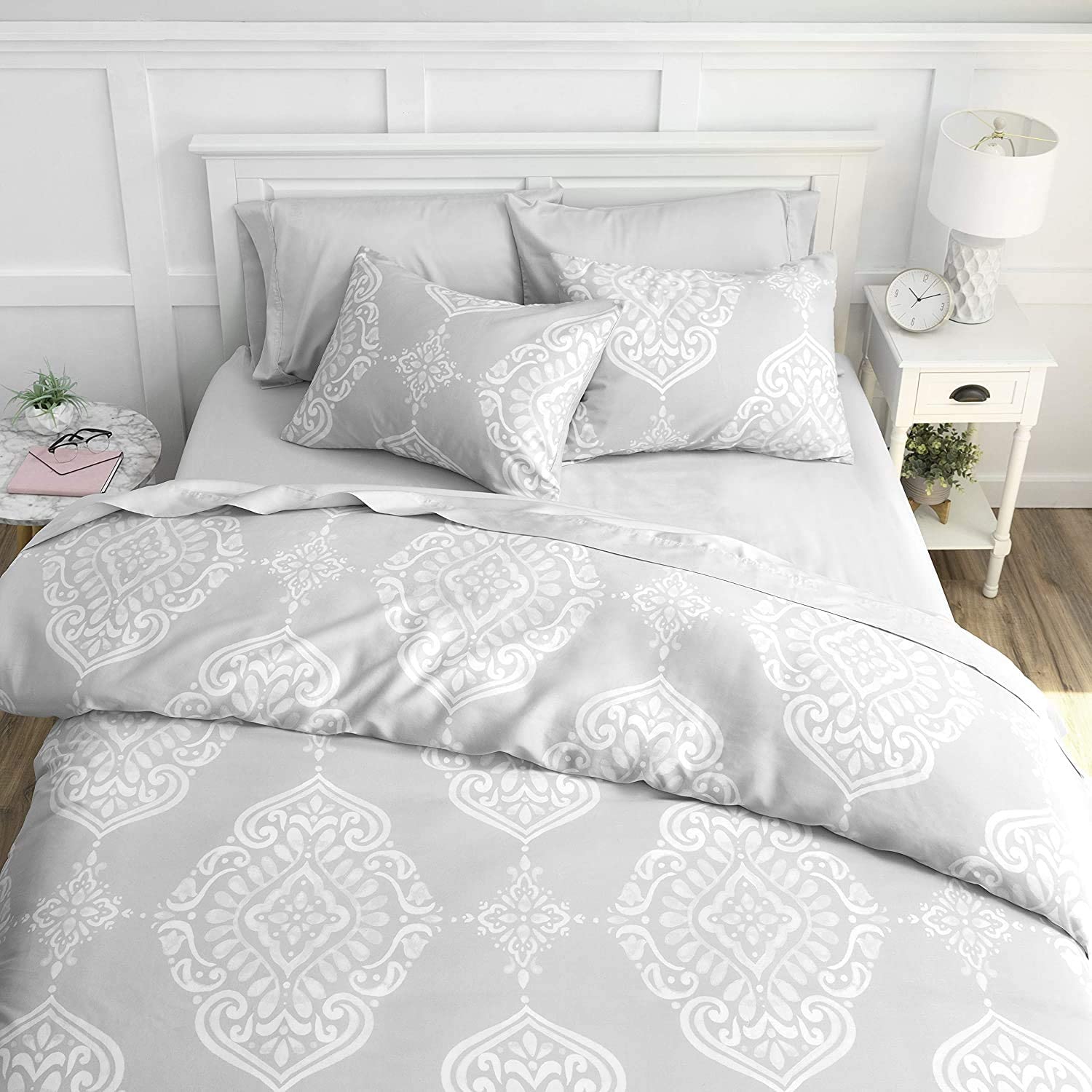 Price:$152.99 Sheet & Duvet Cover Queen Size Combo | Storm Cloud | 300 Thread Count | Cotton Tencel Lyocell Sateen Sheet Set (4 Piece) | Penfold Cotton Tencel Lyocell Duvet Cover Set (3 Piece) : Home & Kitchen