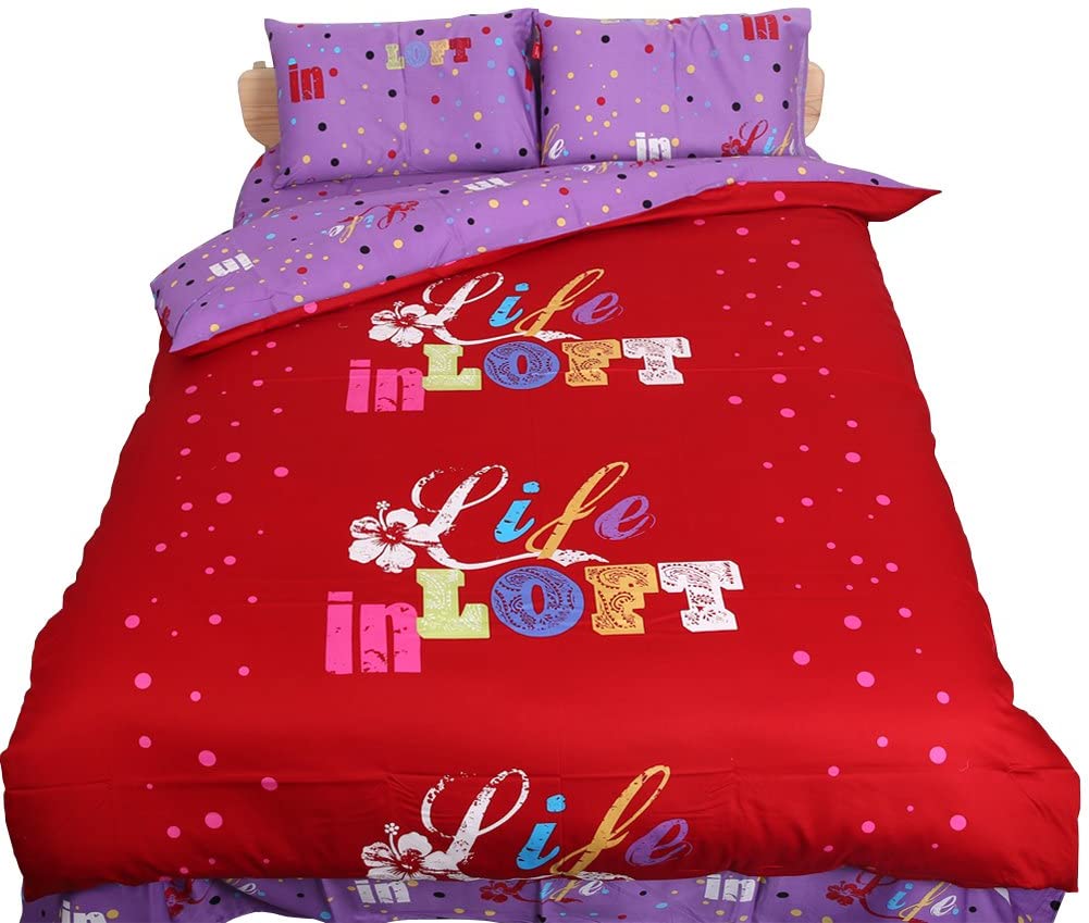 Price:$69.25 200 Thread Count Cotton Comforter Set with Two Pillows Duvet Quilt Cover : Home & Kitchen