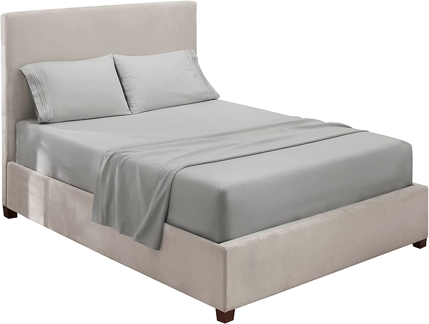 Price:$30.33 Clark Bed Sheets, Premier 1800 Series 4 Piece Bed Set, Deep Pocket Brushed Microfiber, Wrinkle, Fade, Stain Resistant, Queen Size. Silver Gray : Home & Kitchen
