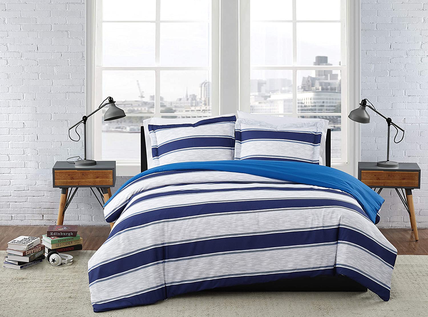 Price:$54.95 Fog Watkins Stripe Twin XL 2-Piece Duvet Cover Set : Home & Kitchen