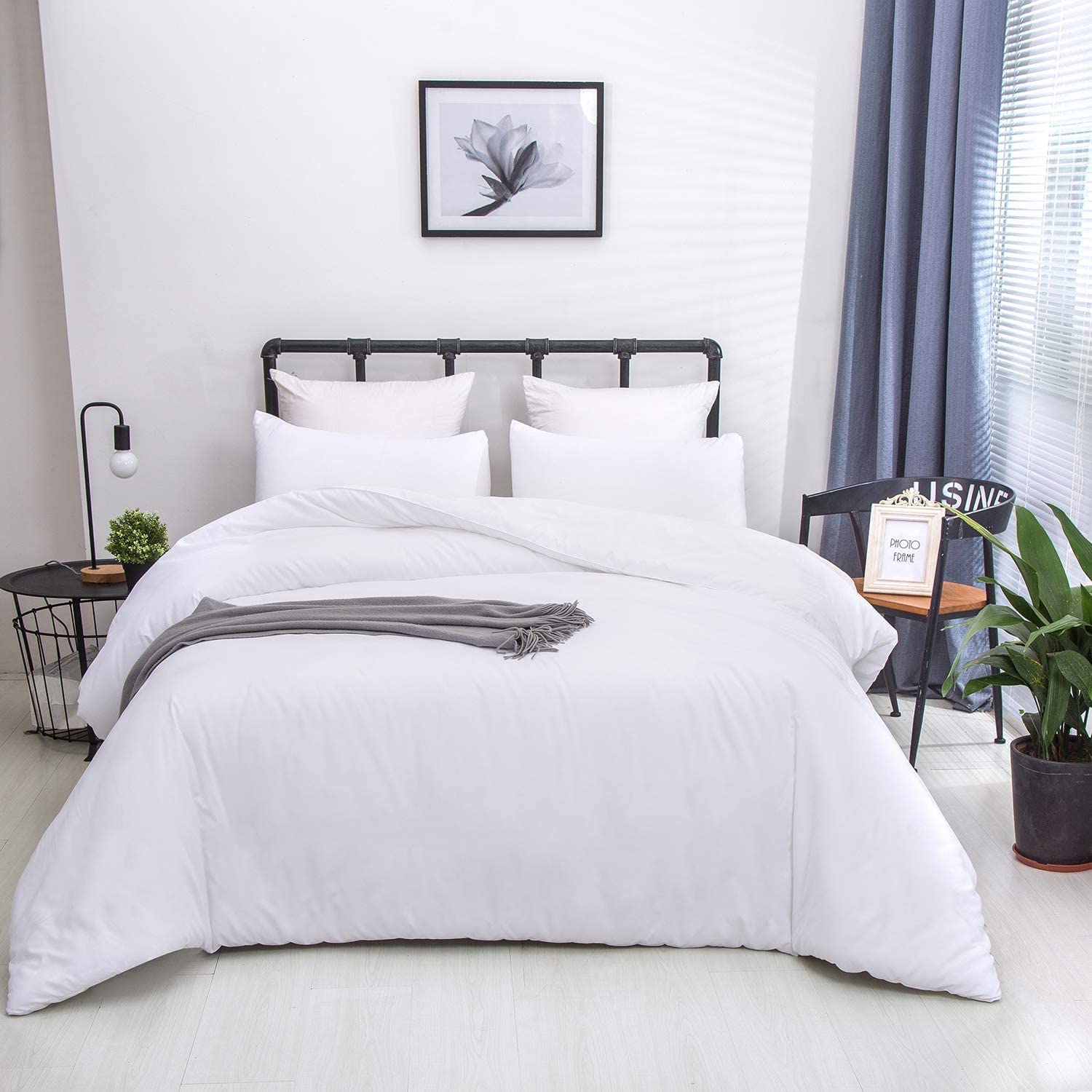Price:$84.99 White Comforter King Plain White Comforter Set King Size Bedding Sets for Women Men Teens Solid All White Bedding Comforters Sets 3 Piece Pure White Comforter Bed Quilt King : Home & Kitchen