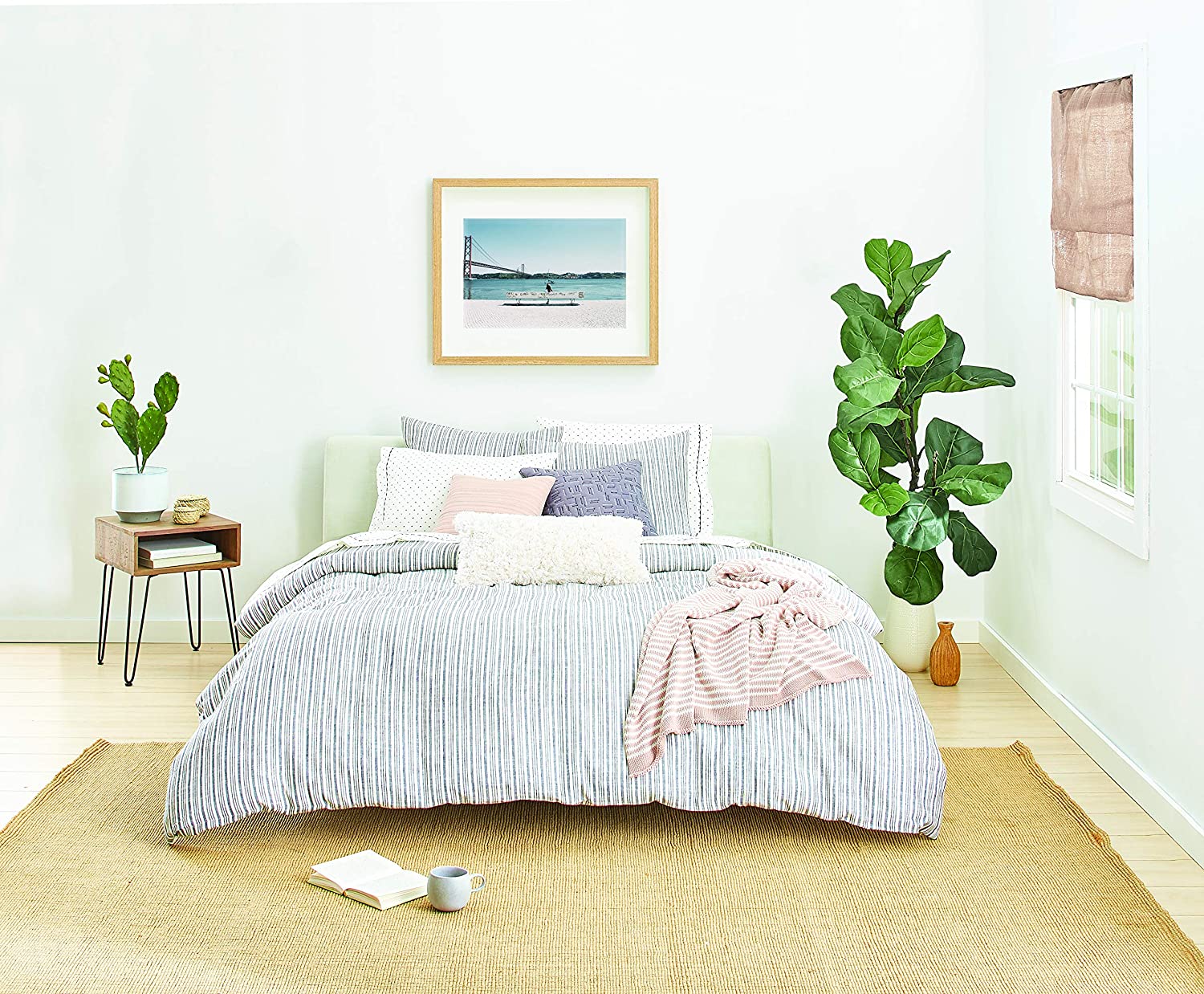Price:$108.00 Home Laguna Stripe Duvet Set, Twin, Navy/Ivory : Home & Kitchen