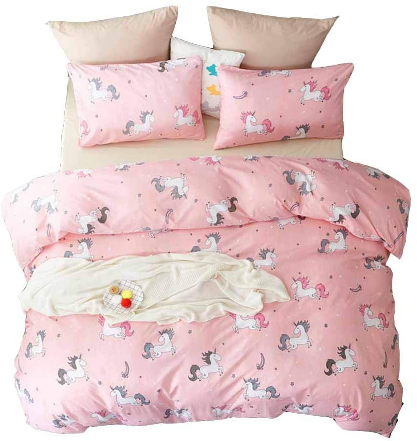 Price:$26.99 Luxury Unicorn Microfiber Bedding Set Twin 2 Pieces Duvet Cover Set for Girls(Twin,Pink) : Home & Kitchen