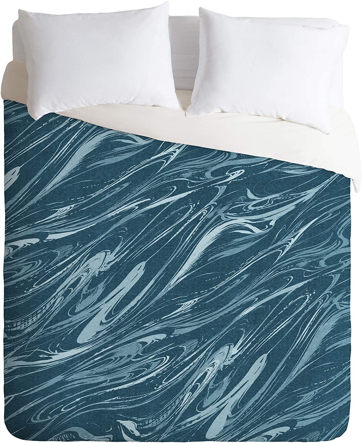 Price:$179.00 64687-dvqsek Pattern State Marble Indigo Linen Duvet Set with Pillowcase(s), King, Blue : Home & Kitchen