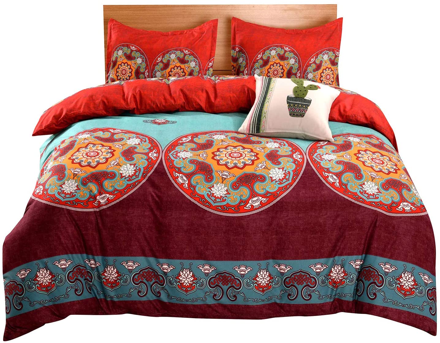 Price:$21.99 Lightweight Microfiber Duvet Cover Set, Bohemian Exotic Floral Bedding Set (Boho Vintage, Twin) : Home & Kitchen