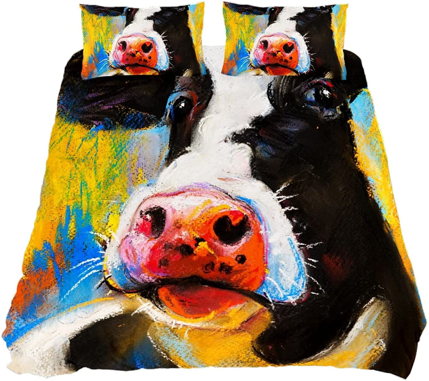 Price:$65.99 Cover Sets Kids Teens Kawaii Funny Cow Oil Painting Animal Room Decor Girls XL Size Comforter Cover Protector Durable Shams for Children Women Room Decor, 1 Comforter Cover 2 Pillow : Home & Kitchen