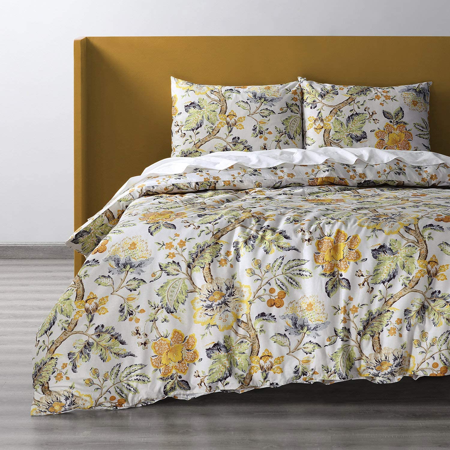 Price:$73.71 Fabrics Furnishings Larkspur Gold Cotton Double Slub Linen Weave Reversible Duvet Set, Queen : Home & Kitchen