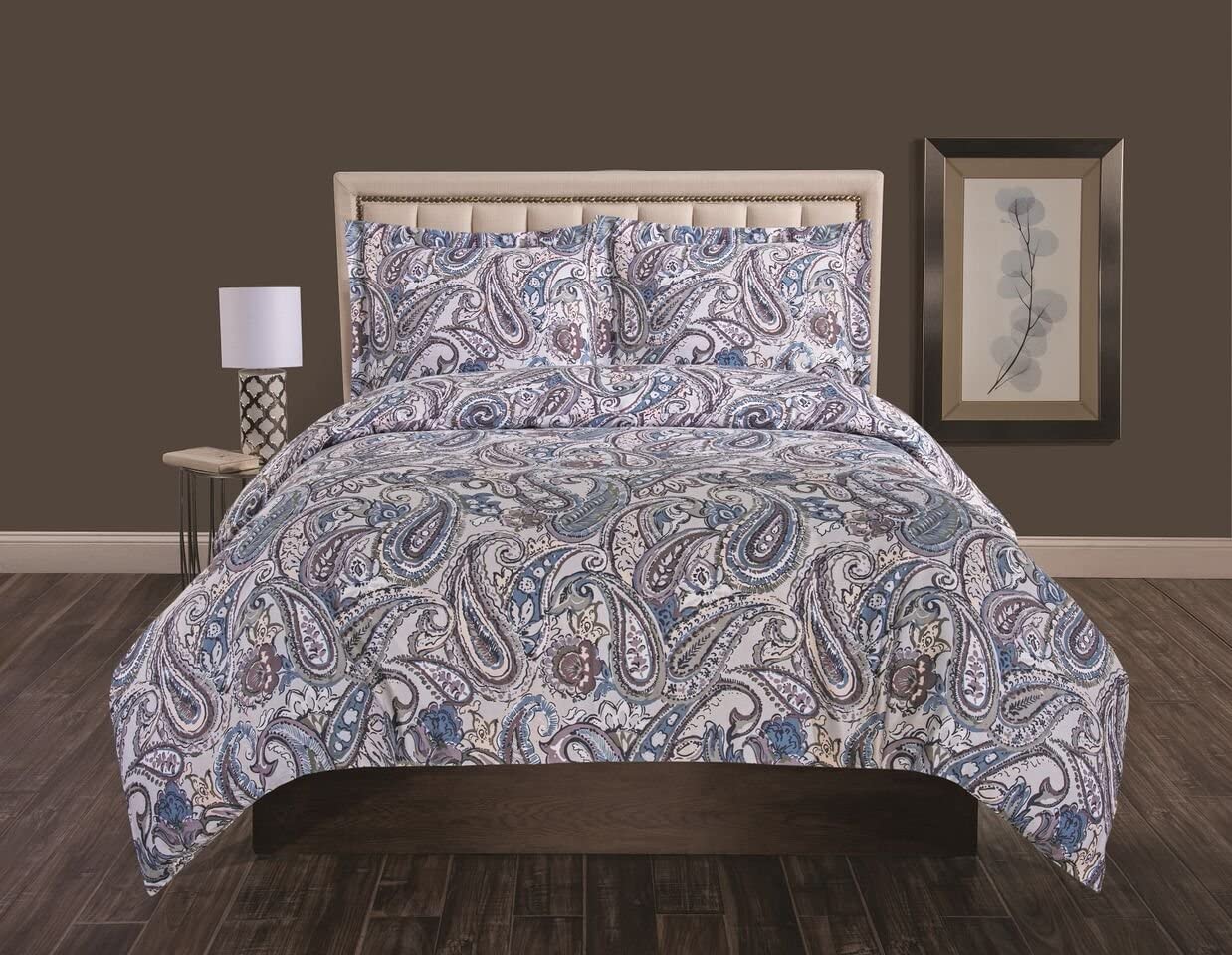 Price:$44.62 Home Products Elisha T300 Cotton Print Duvet Sets, Full/Queen, Gray : Home & Kitchen