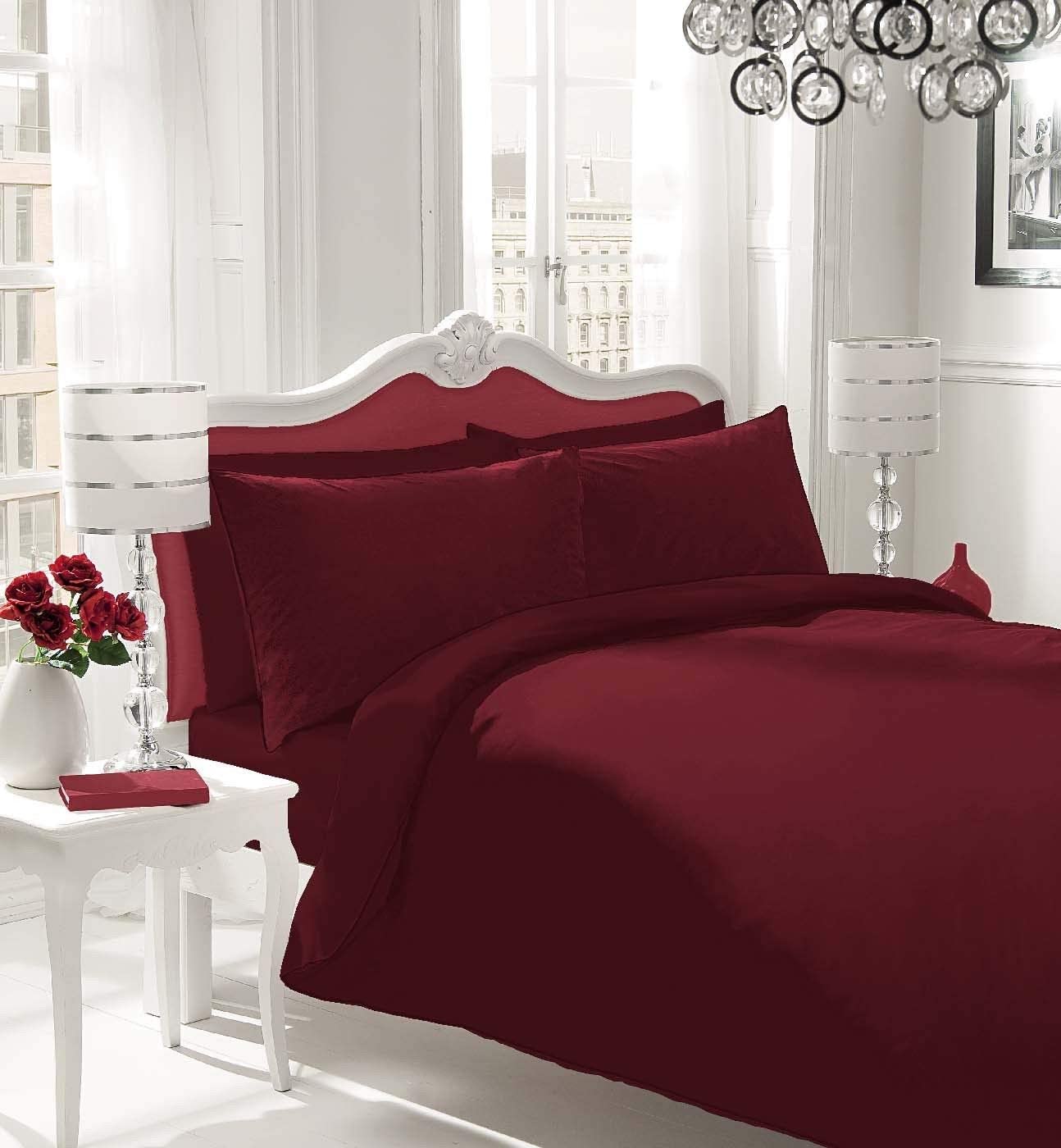 Price:$76.00 Bedding Ultra Soft Luxury Premium Organic Cotton Solid,3-Piece Duvet Set (1 Duvet Cover & 2 Pillow Shams) 600 Thread Count, Made in India - Italian Finish !!!(Queen/Burgundy) : Home & Kitchen
