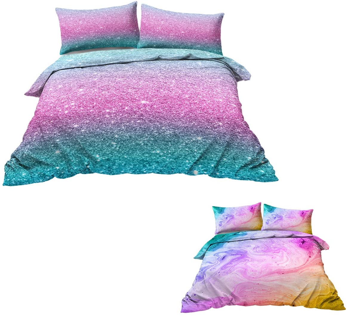 Price:$75.90 Colorful Glitter Mermaid Duvet Cover Twin Set and Colorful Marble Duvet Cover Twin Set : Home & Kitchen