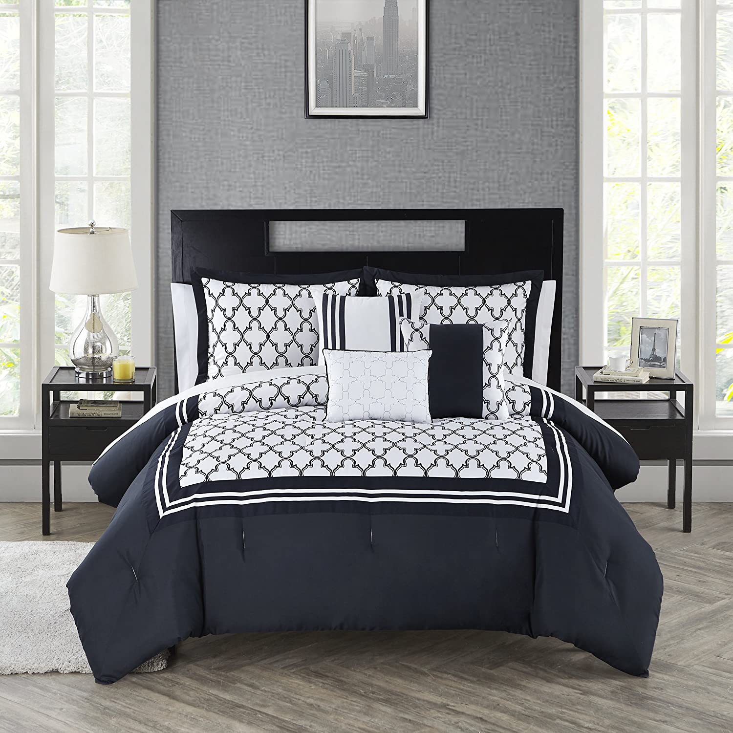 Price:$59.99 Collection Midnight Duvet Set, Full/Queen, Navy : Home & Kitchen