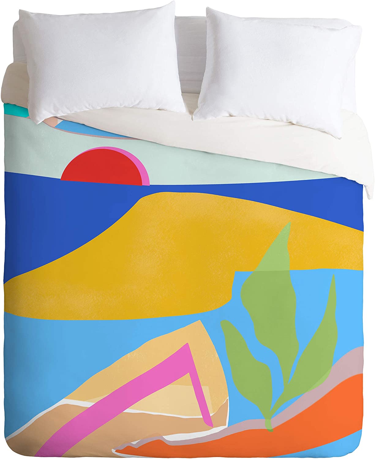 Price:$179.00 73303-dvqsek Sewzinski Minimalist Escape Duvet Set with Pillowcase(s), King, Multi : Home & Kitchen