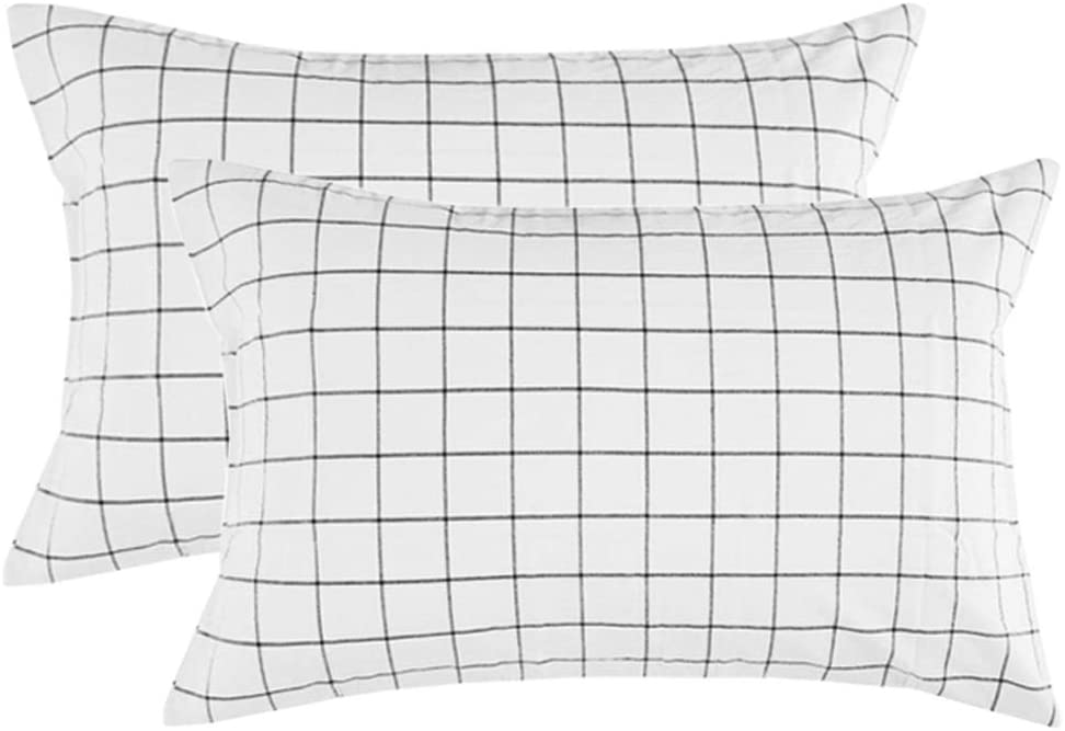 Price:$9.99 Grid Bed Pillow Case Set (2 Pack), White Grid Plaid Geometric Pattern Printed Pillowcases/Pillow Shams for Modern Duvet Cover/Bed Sheets Set- 20x30 inch Standard Queen Size : Home & Kitchen