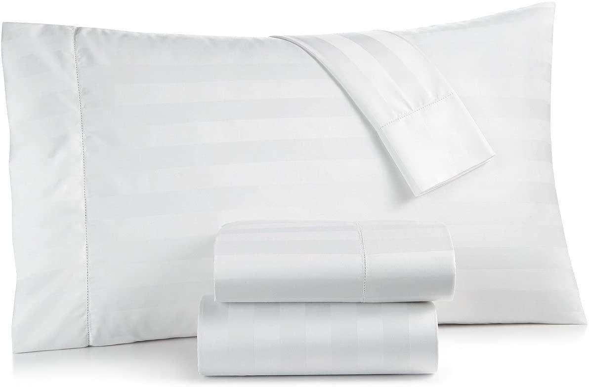 Price:$86.78 Club Damask Stripe 550 Thread Count Supima Cotton 4 Piece Queen Sheet Set White : Home & Kitchen