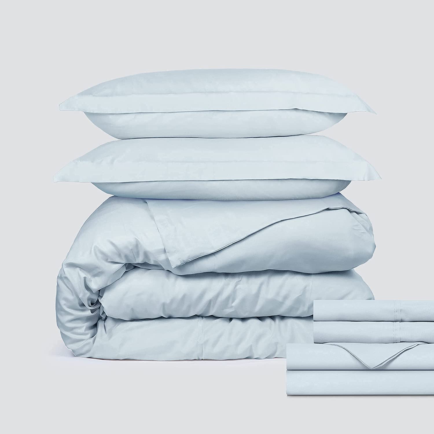 Price:$36.99 Classic Microfiber Bedding Bundle - 4 Piece Sheet Set (King, Light Blue) & 3 Piece Microfiber Duvet Set (King, Light Blue) : Home & Kitchen