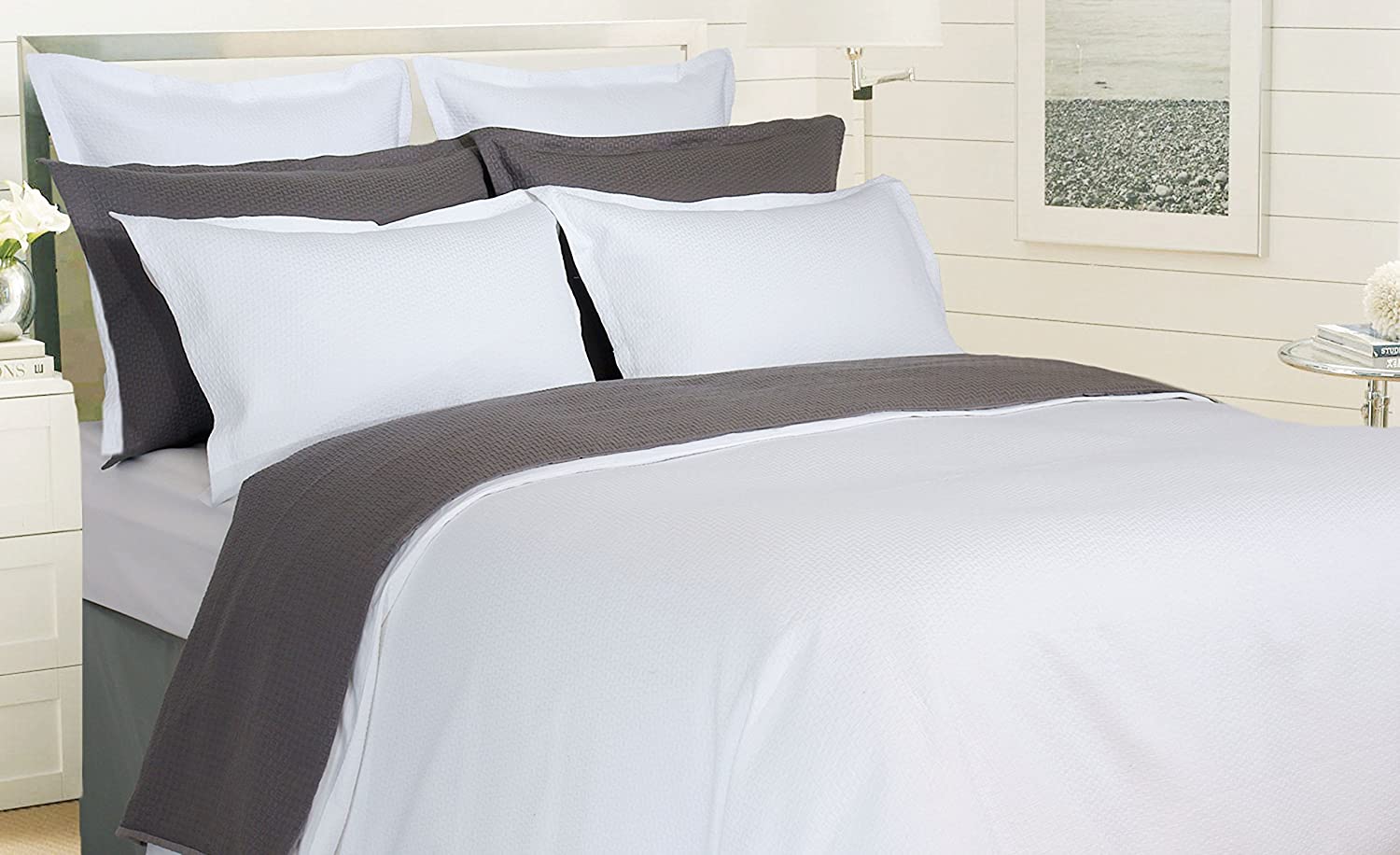 Price:$134.07 Feather Verona Jacquard Collection Duvet Cover Set, King, Grey : Home & Kitchen
