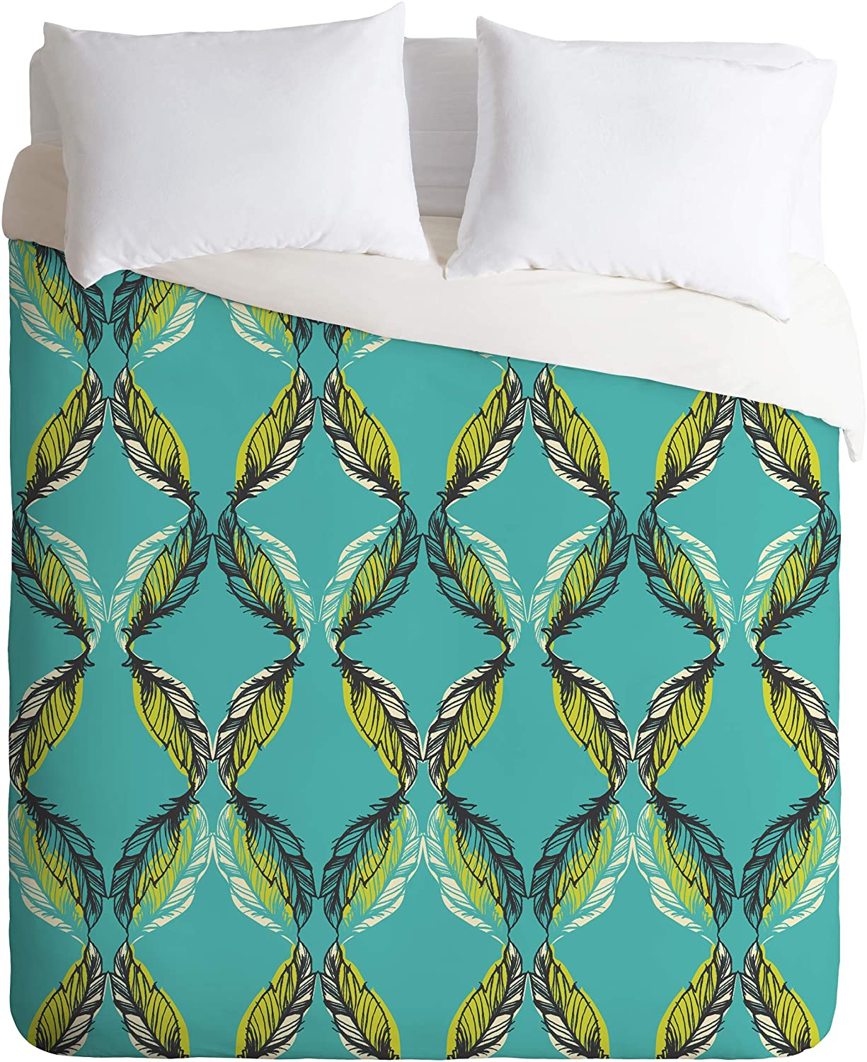 Price:$149.00 15786-dvwseq Pattern State Feather Aquatic Duvet Set with Pillowcase(s), Queen/Full, Blue : Home & Kitchen