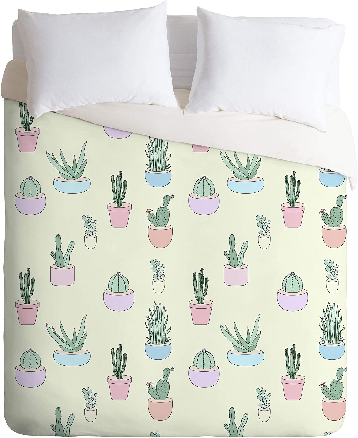 Price:$129.00 68300-dvwset The Optimist Cactus All Over Duvet Set with Pillowcase(s), Twin/XL, Yellow : Home & Kitchen