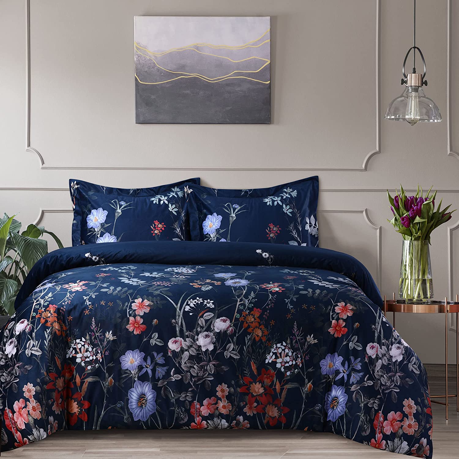 Price:$76.68 Oversized Velvet Duvet Set, Queen, Multicolor : Home & Kitchen