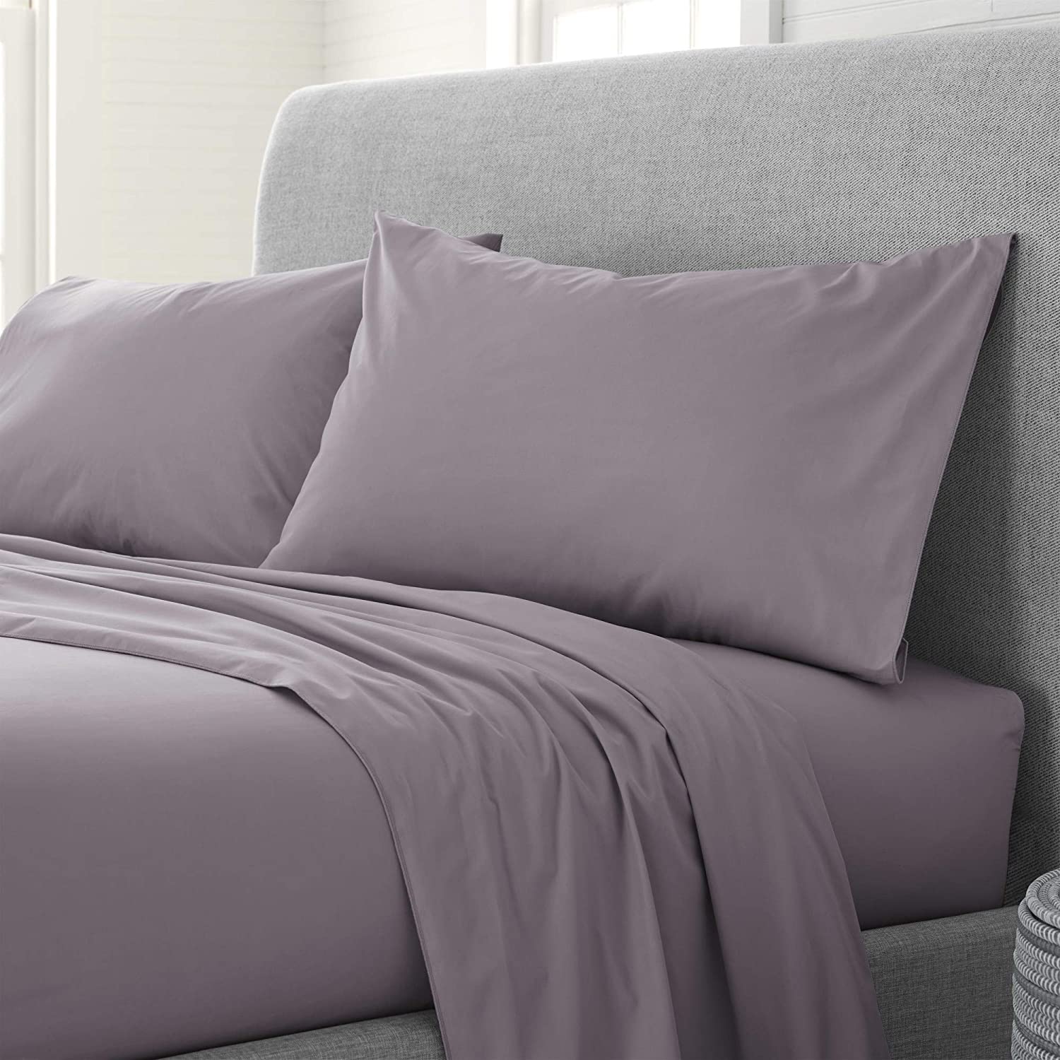 Price:$36.57 1S28851 ecopure Easy Care Machine Washable Cotton Twin Size Sheet Set, Dusty Purple : Home & Kitchen