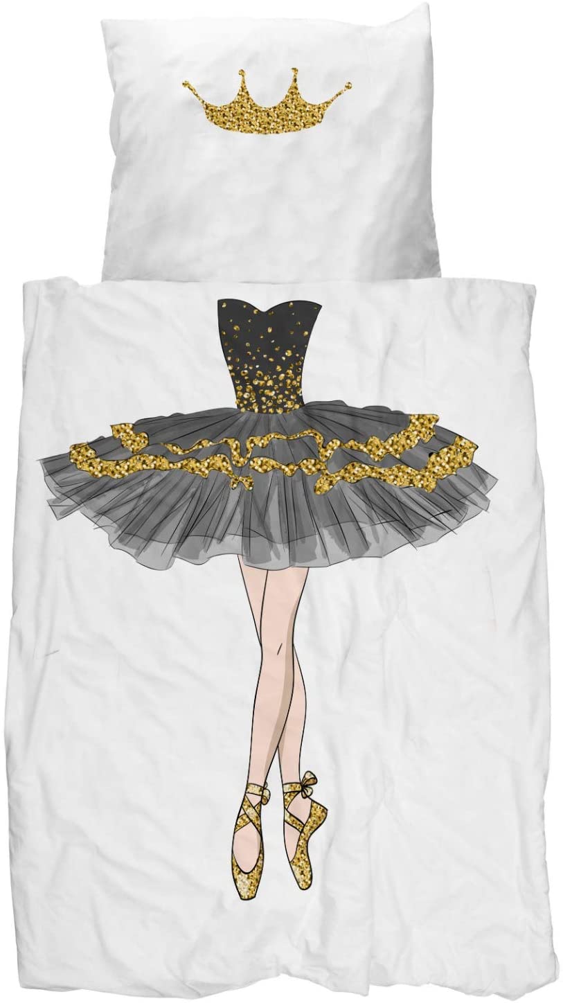 Price:$59.90 Printed 100% Cotton Ballerina Bedding Set, Twin Size Quilt/Duvet Cover Set, Kids Girls Bedding Room Decor, Duvet Cover with Matching Pillowcase : Home & Kitchen