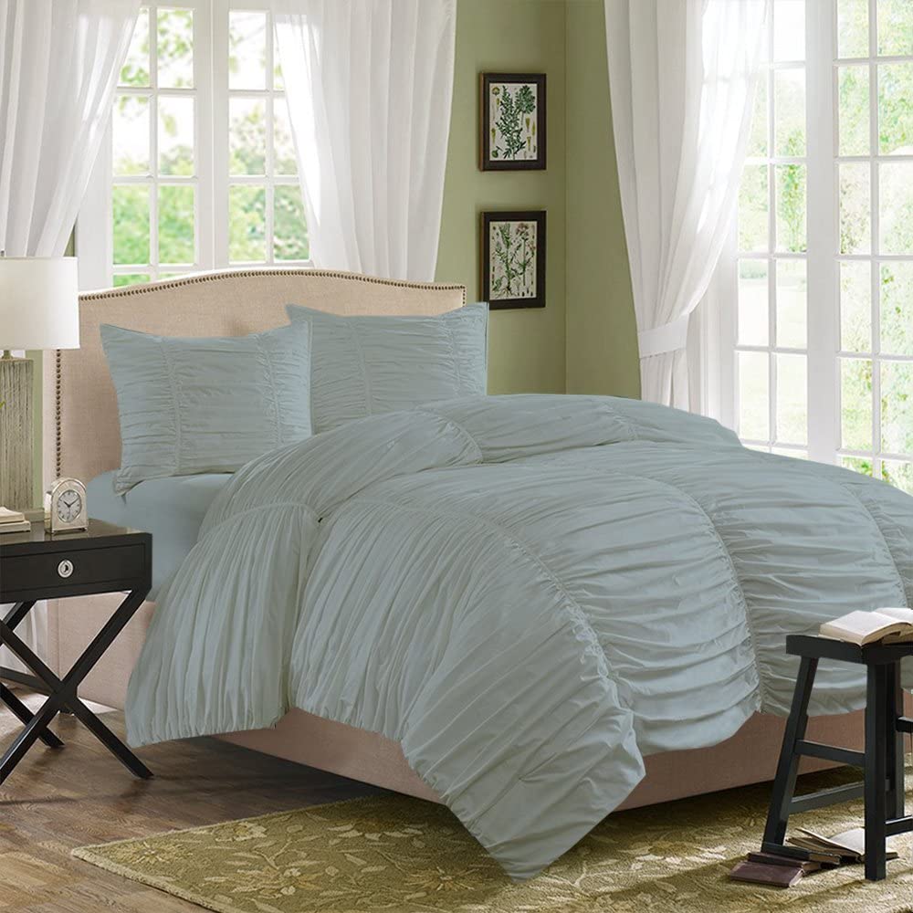 Price:$111.99 Linen & things 3 PCs Gathered Duvet Cover Set Solid Pattern 100% Egyptian Cotton Quilt Cover Set 500 TC Size Queen Color Aqua Blue : Home & Kitchen