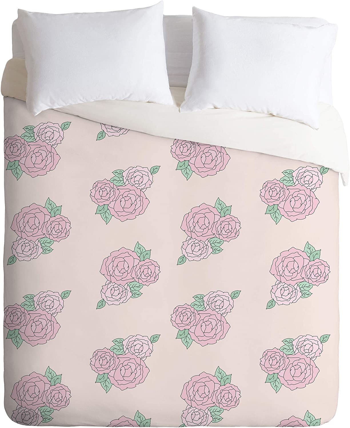 Price:$179.00 68736-dvqsek The Optimist Bed of Roses in Pink Duvet Set with Pillowcase(s), King, Pink : Home & Kitchen