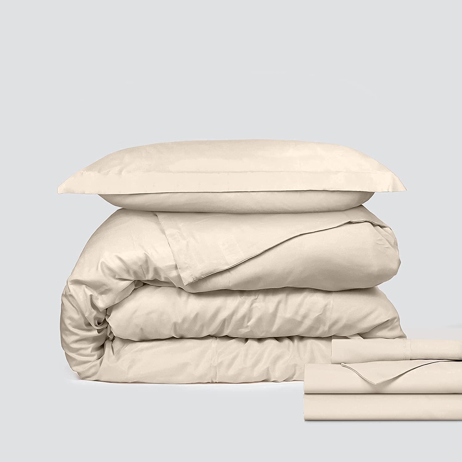 Price:$28.44 Classic Microfiber Bedding Bundle - 3 Piece Sheet Set (Twin, Light Beige) & 2 Piece Microfiber Duvet Set (Twin, Light Beige) : Home & Kitchen