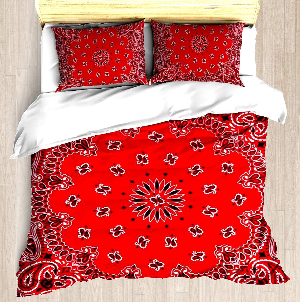 Price:$88.98 - Red - Duvet Cover Set Soft Comforter Cover Pillowcase Bed Set Unique Printed Floral Pattern Design Duvet Covers Blanket Cover Queen/Full Size : Home & Kitchen
