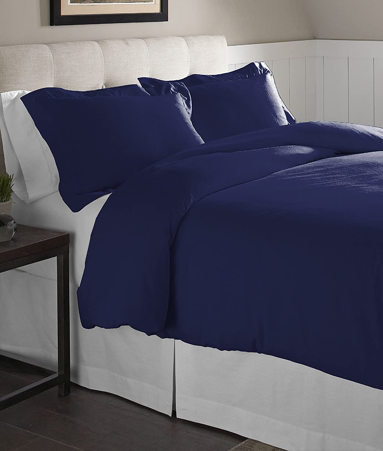 Price:$51.00 Flannel Oversized Duvet Set, King, Navy : Home & Kitchen