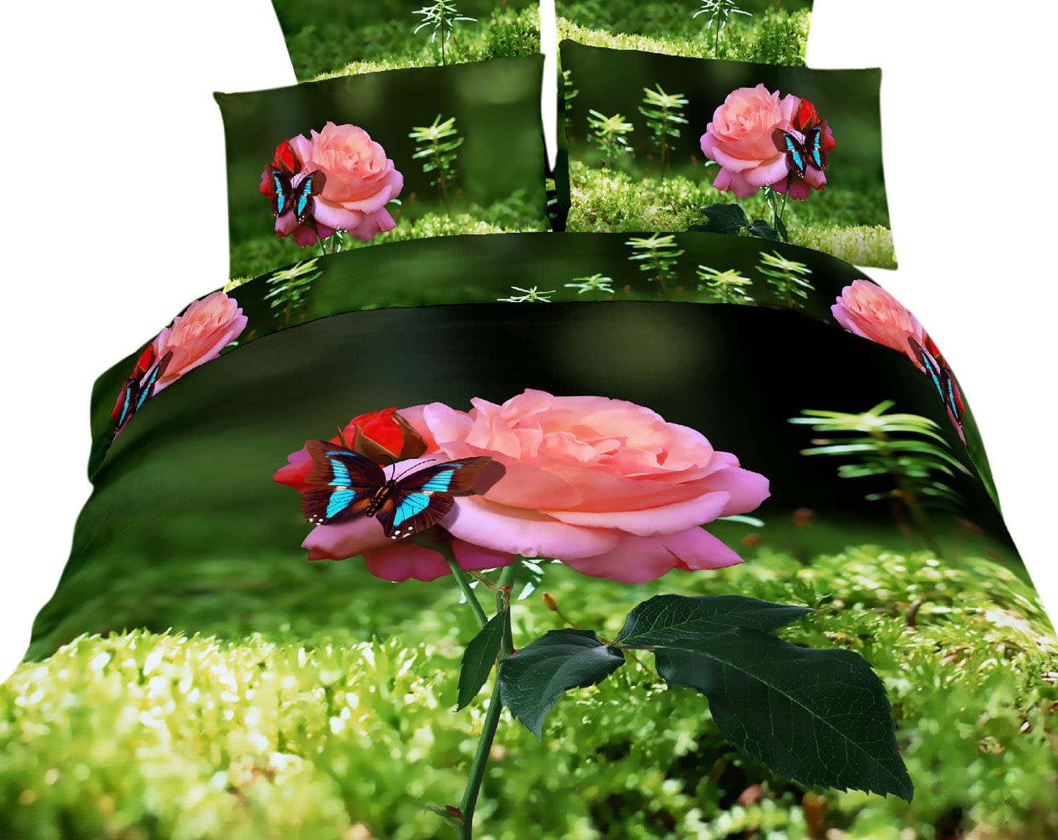Price:$64.97 Mela DM440K Butterfly Rose 6-Piece Cotton Duvet Cover Set, King : Home & Kitchen