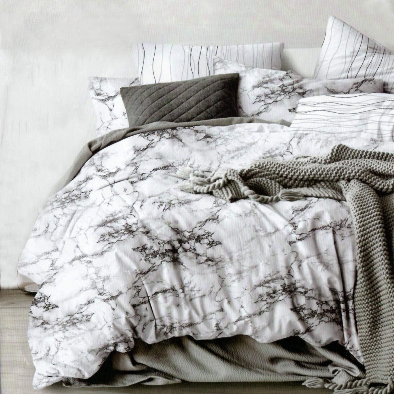 Price:$15.99 Elegant Rural Style Print Pattern Girls Duvet Blossom Colorful Reversible Kids Bedroom Comforter Cover Bedding Sets Zipper Closure (Marble(Duvet Cover Set), Queen) : Home & Kitchen
