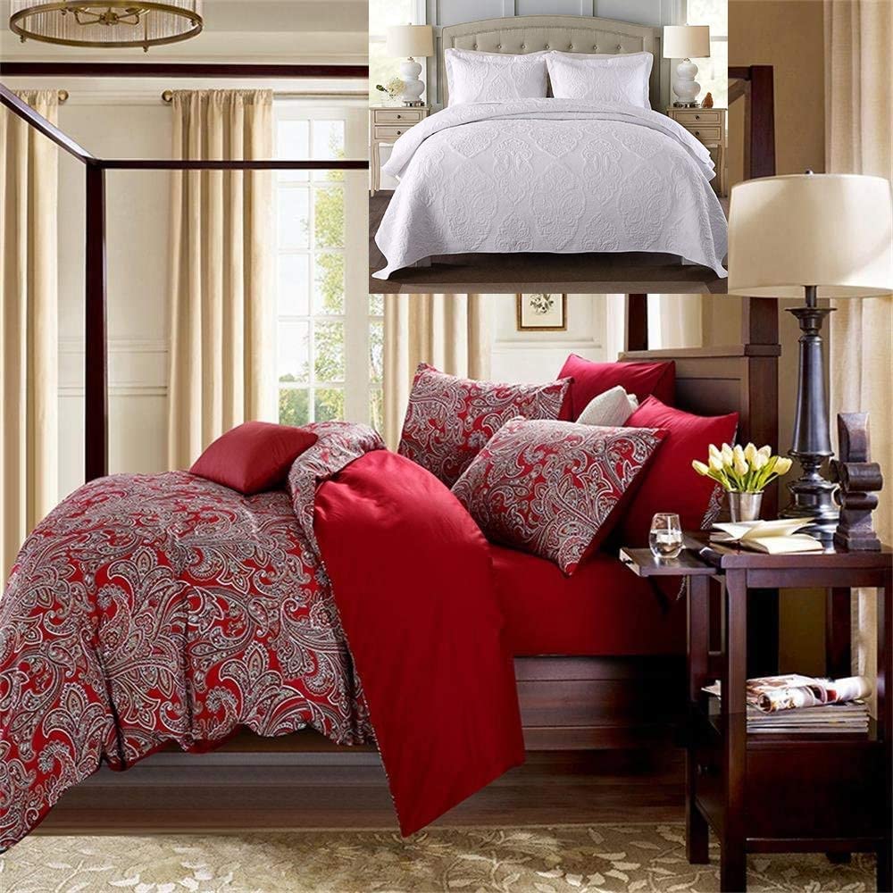 Price:$189.00 Luxurious Paisley Duvet Cover King Size Set Bohemian Damask Medallion 800TC Egyptian Cotton 3PCS + 3PCS White Quilt Set Queen Size Farmhouse Vintage Paisley Comforter Set Bed Quilt Set : Home & Kitchen