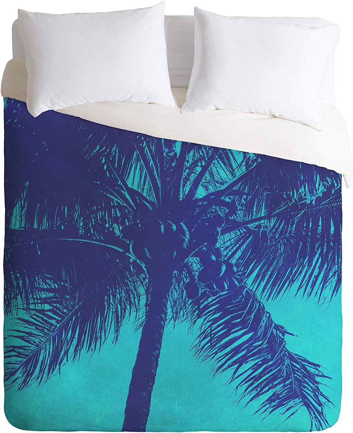 Price:$149.00 70368-dvwseq Nature Magik Palm Trees Summer Turquoise Duvet Set with Pillowcase(s), Queen/Full, Blue : Home & Kitchen