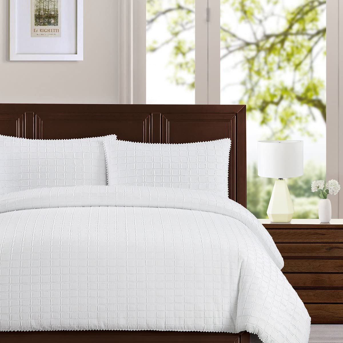 Price:$80.77 Home Newport Duvet Cover Set, Full/Queen, White : Home & Kitchen