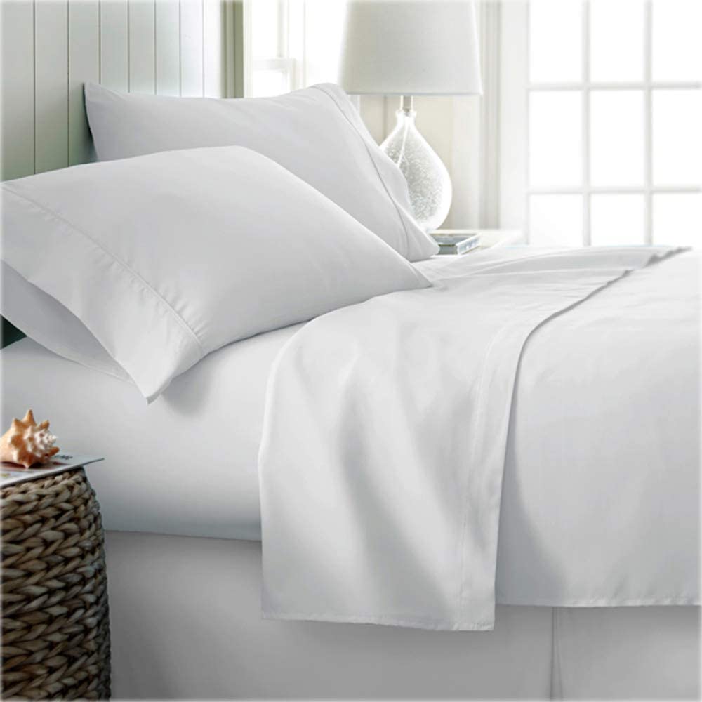 Price:$69.99 Thread Count True Egyptian Extra Long Staple Cotton Sheet Set, 4 Pc Set, Sateen Weave, Hotel Collection Soft Luxury Bedding, Fits Upto 15" Deep Pocket (White Solid, Twin-XL Size) : Home & Kitchen