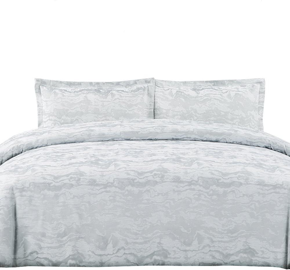 Price:$90.51 Home Sloane Moire Jacquard Duvet Cover Set, King, Grey : Home & Kitchen