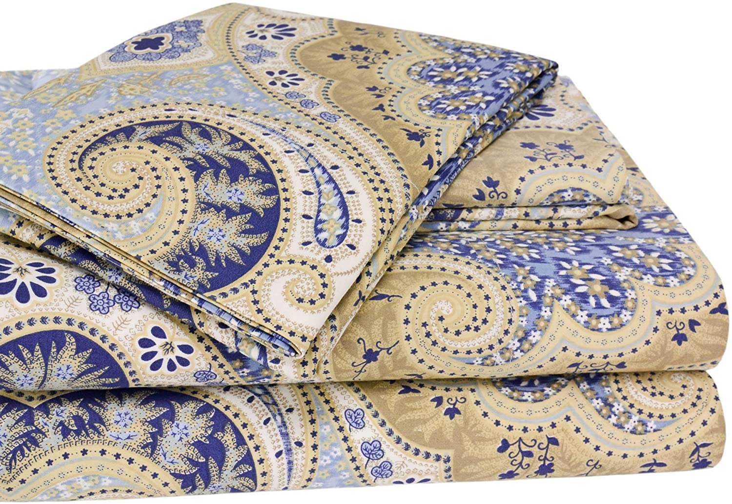 Price:$49.99 Home Products Paisley Collection 300 Thread Count Sateen 3-Piece Sheet Set, Twin, Blue (Model: 300SSTW404MILAN) : Everything Else