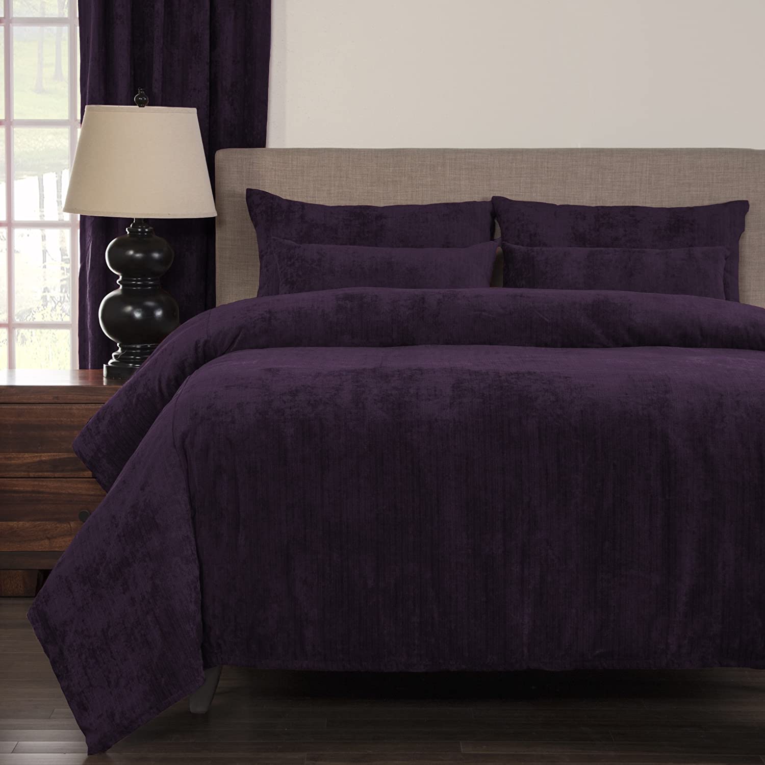 Price:$345.99 Draper Duvet Set, Queen, Plum : Home & Kitchen