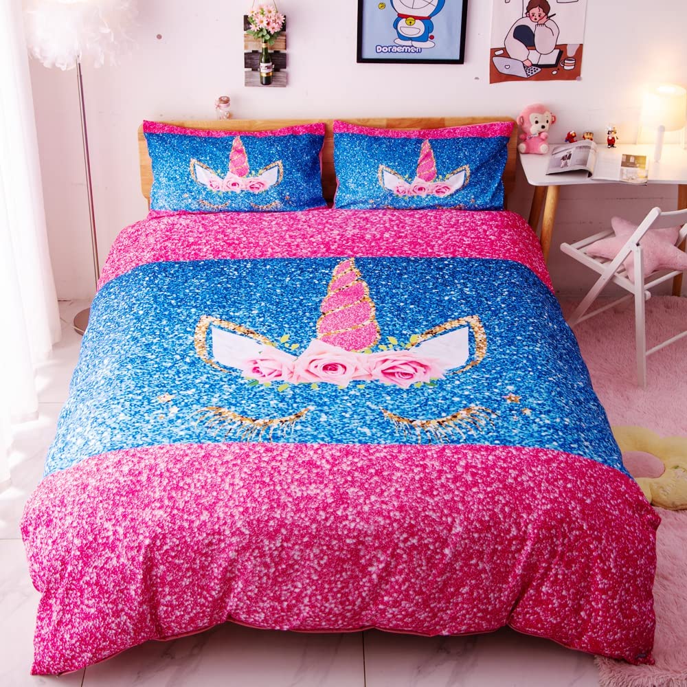 Price:$56.99 Anime Bedding Duvet Covers 3D Print Bedding Sets Soft Full/Twin Size for Teen Kid's Children(No Comforter) (Unicorn-1, Full-78"x90") : Home & Kitchen