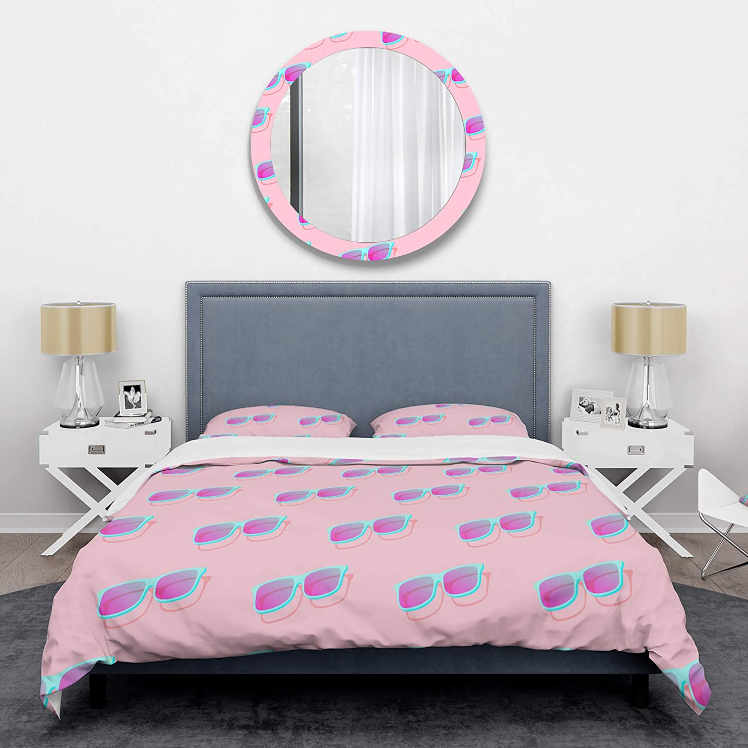 Price:$120.04 'Pink Abstract Retro Pattern I' Mid-Century Modern Duvet Cover Set : Home & Kitchen
