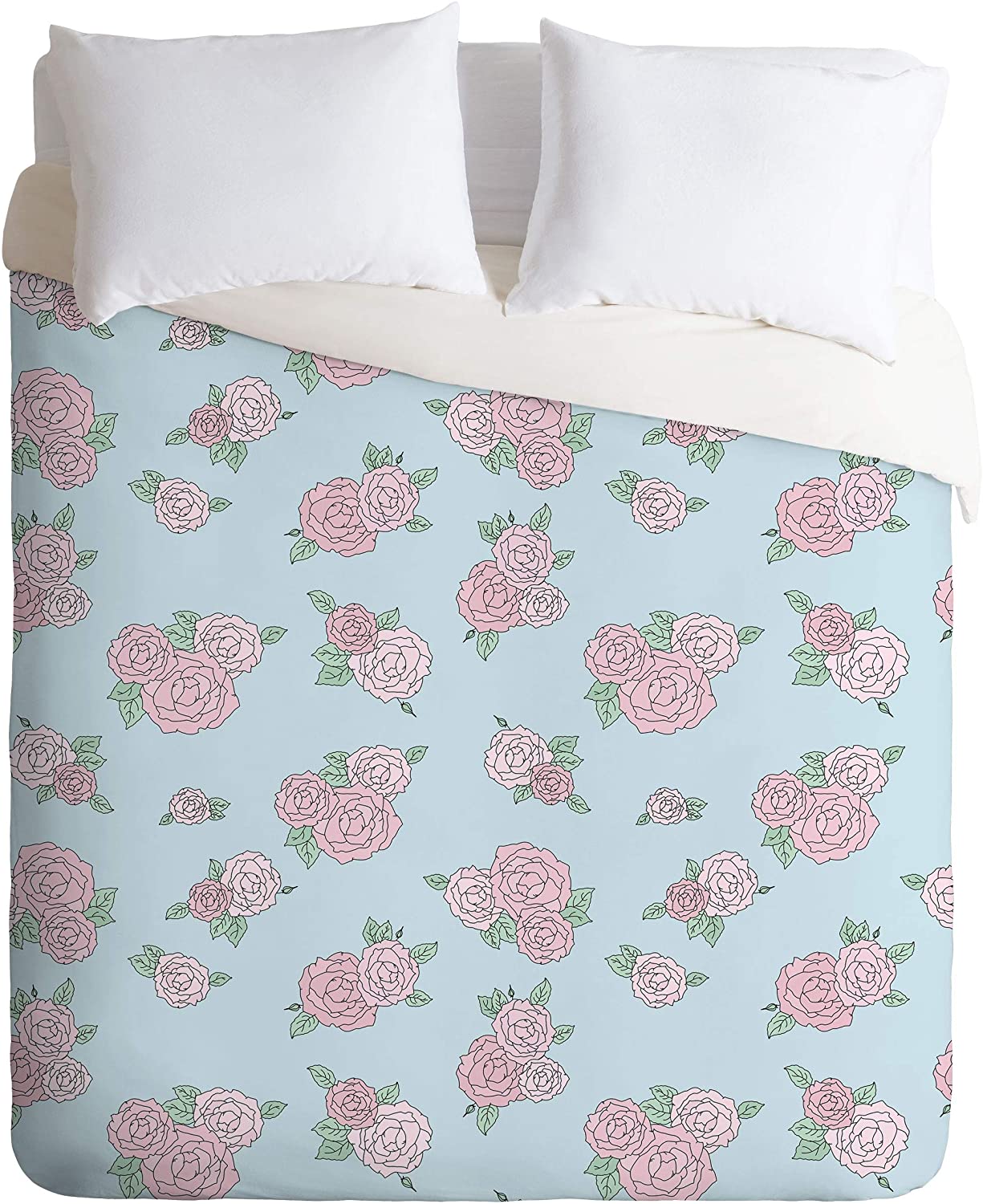 Price:$179.00 69053-dvqsek The Optimist La Vie En Rose La Vie En Rose Duvet Set with Pillowcase(s), King, Blue : Home & Kitchen