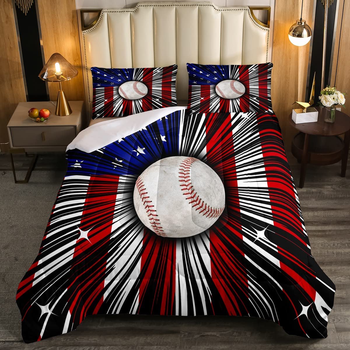 Price:$45.99 Baseball Comforter Set for Boys Teens Sports Theme Down Comforter, Kids Men American Flag Quilted Duvet Red and White Stars Stripes Bedding Youth Baseball Bedding Comforters, Twin Size : Home & Kitchen