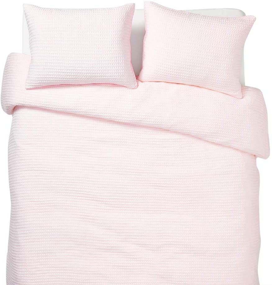 Price:$26.99 Light Pink Waffle Duvet and Sham Set - Twin/Twin XL : Home & Kitchen