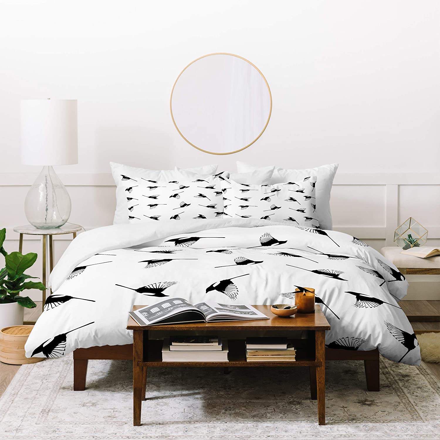 Price:$203.06 Designs Elisabeth Fredriksson Magpies Duvet Set with Two Pillow Shams, King, Back & White : Home & Kitchen