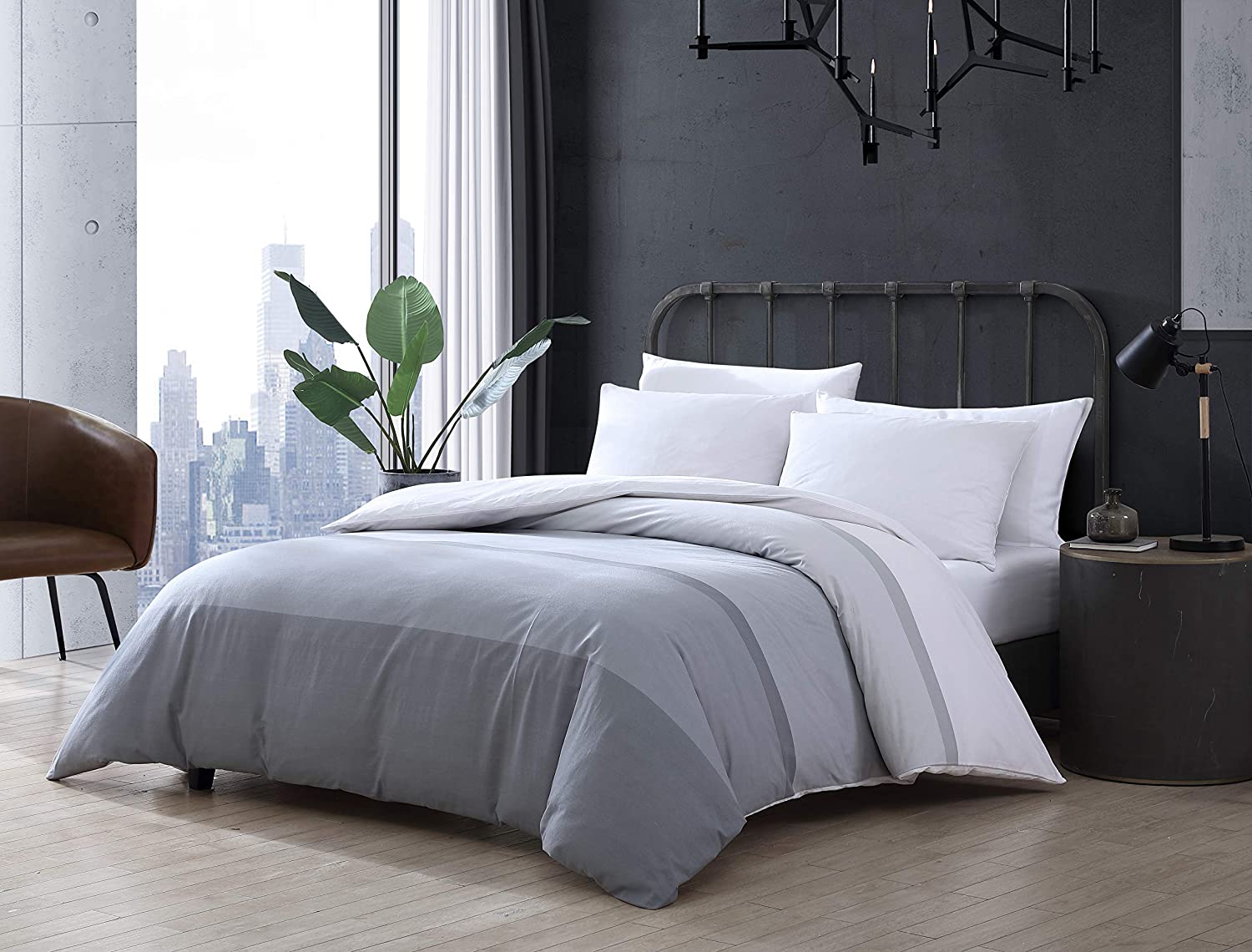 Price:$71.21 Scene | Stripe Collection | Duvet Cover Set - 100% Cotton, Oeko-TEX Certified, Ultra Soft, All Season Bedding, Pre-Washed for Added Softness, Queen, Tronka Grey : Home & Kitchen