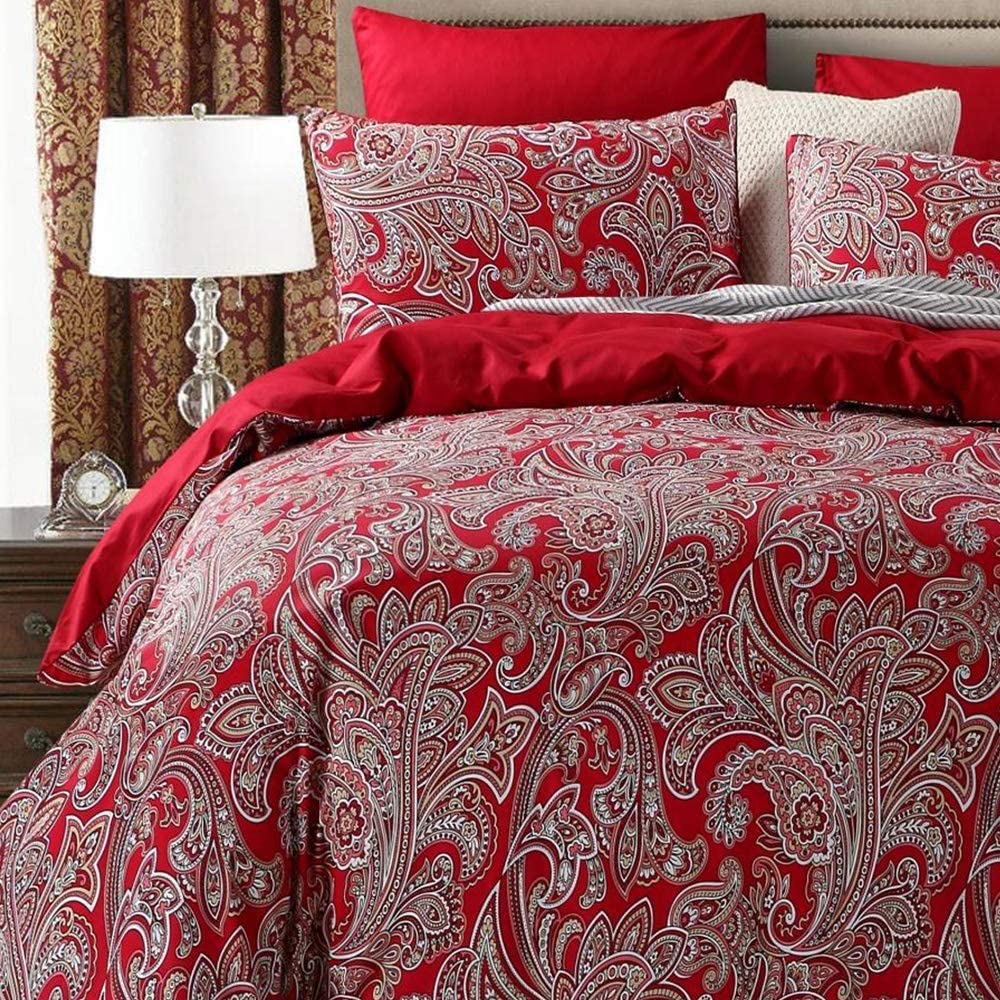 Price:$108.00 Boho Paisley Duvet Quilt Cover Queen Size 5-Piece Set Bohemian Damask Bedding Set with 4pcs Standard Size Pillowcases : Home & Kitchen