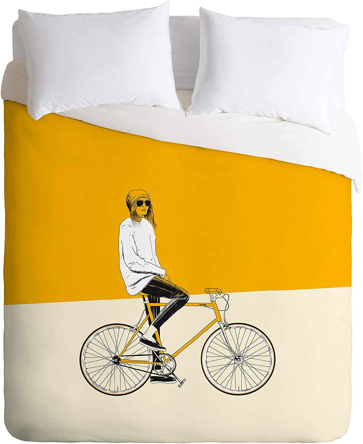 Price:$179.00 62186-dvqsek The Red Wolf The Yellow Bike Duvet Set with Pillowcase(s), King, Yellow : Home & Kitchen